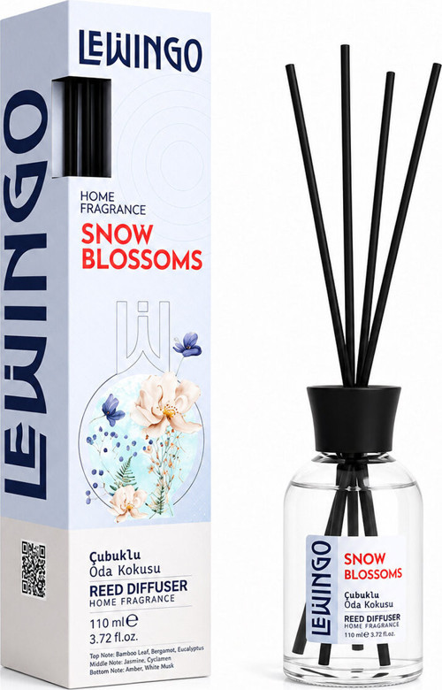 Büro Ev Ofis Kokusu için 110ML Snow Blossoms Bambu Çubuklu Cam Şişe