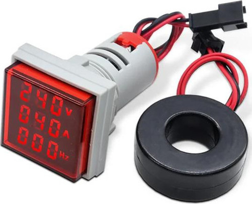 Voltampermetre 50-500V 0-100A AC Kare Kırmızı (AD22-22VAS)