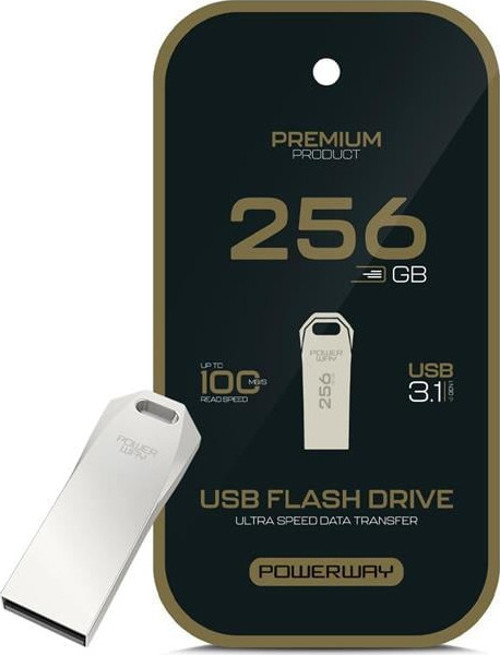 Premium 256 GB 100MB/S Ultra Hızlı USB 3.1 Metal Silver Flash Bellek