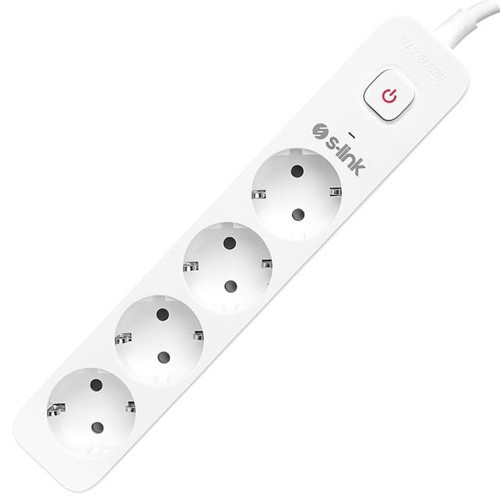 SPG401S Beyaz 1.5Mm Bakır 1.5 Metre Kablolu 750 Joule 4'lü Anahtarlı Akım Korumalı Priz