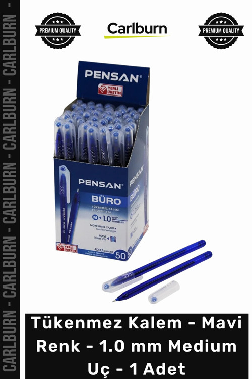 #Kalem Ofis Okul Akıcı Mürekkep Ergonomik Yazı Tükenmez Kalem Mavi 1.0 mm Medium Uç - 1 Adet