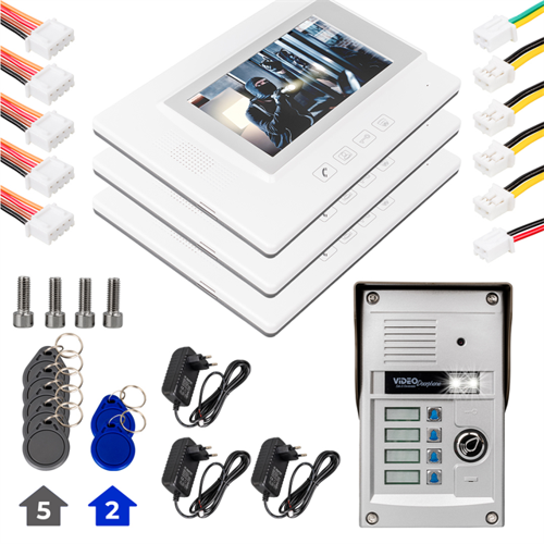 37T4 3 Daire 7'' NFC Destekli Görüntülü Diafon Kapı Zili Interkom Akıllı Ev Güvenliği Si