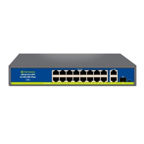 NVC-HIF1621GBL-C 16 Port 250W Full Gigabit PoE+ SFP Switch Uplink Metal Kasa