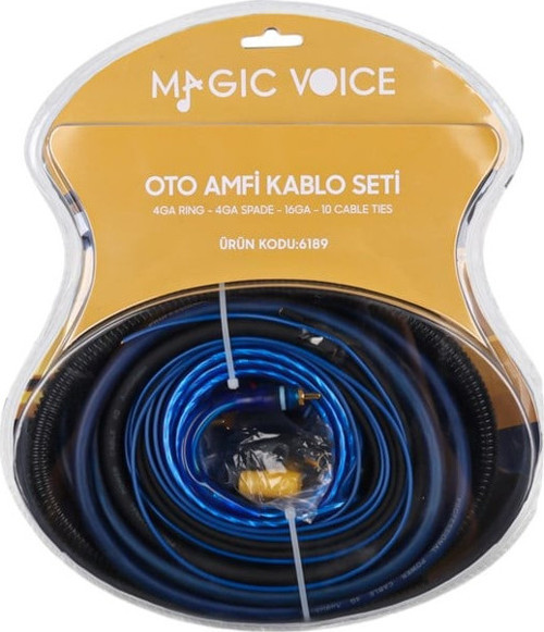 MV-6189 4GA Profesyonel 120A Sigortalı Oto Amfi Güç Bağlantı Montaj Kablo Seti