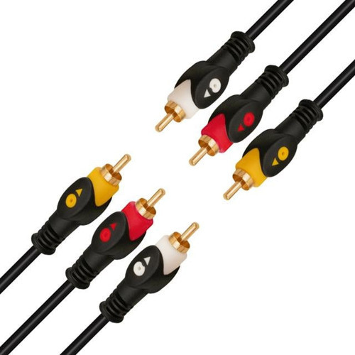 PM-2017 Gold Uç 1.5 Metre Siyah 3 Rca + 3 Rca Kablo