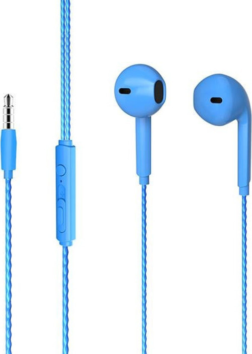 o EH104BL 3.5 Mm Jacklı Kablolu Kulak İçi Mikrofonlu Kulaklık Mavi