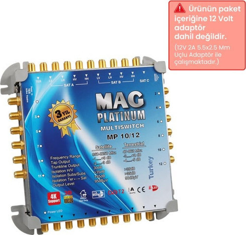 Platinum MP 10/12 Multiswitch - 10 Giriş 12 Çıkışlı Merkezi Uydu Santrali Hybrid 4K ve 3D Destek