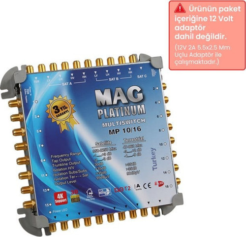 Platinum MP 10/16 Multiswitch - 10 Giriş 16 Çıkışlı Merkezi Uydu Santrali Hybrid 4K ve 3D Destek