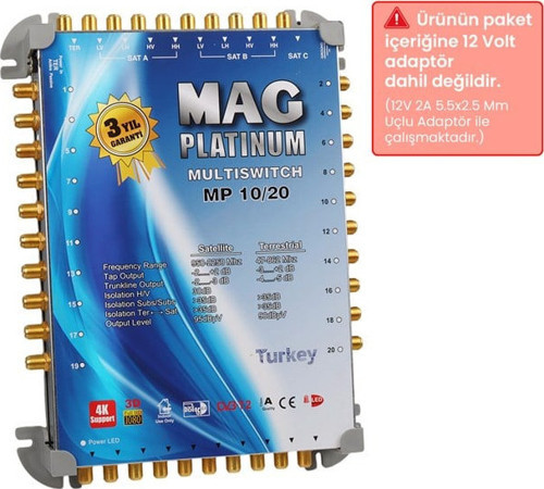 Platinum MP 10/20 Multiswitch - 10 Giriş 20 Çıkışlı Merkezi Uydu Santrali Hybrid 4K ve 3D Destek