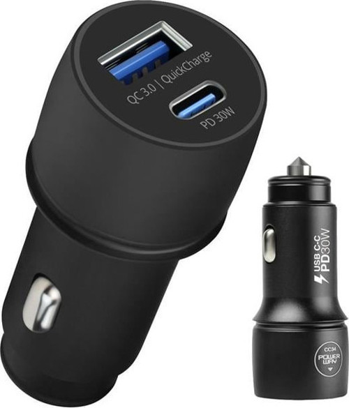 CC34 30W PD + QC 3.0 Çift Çıkışlı Metal Araç Çakmaklık Hızlı Şarj Aleti Cihazı