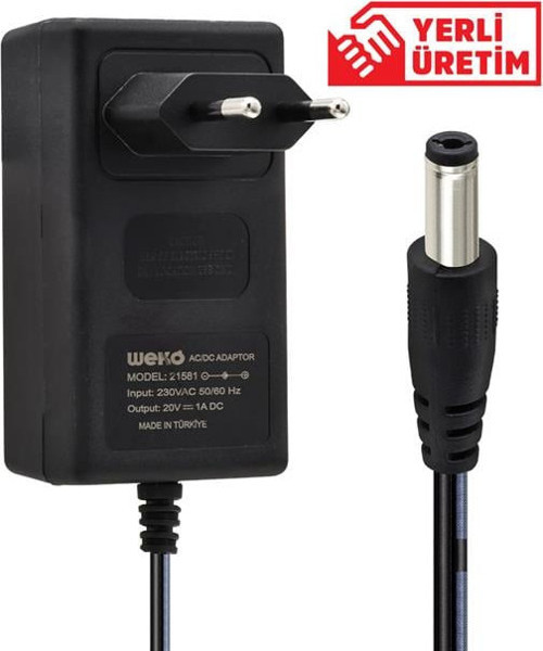 20 Volt - 1 Amper 5.5*2.5 Uçlu Priz Tipi Adaptör