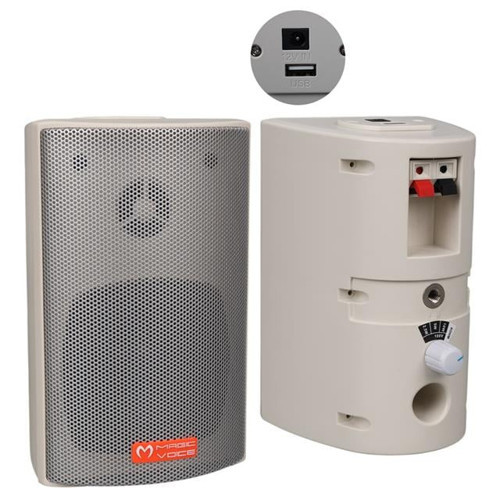 MV-16 7.5 CM 30 Watt Komütatörlü Hat Trafolu Beyaz Sütun Hoparlör (2'li Takım)