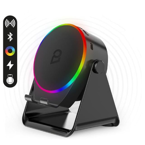 EKD-S10 5W İndüksiyonlu Bluetooth Hoparlör Ses Yükselten 2000mAh RGB Işıklı Standlı Speaker