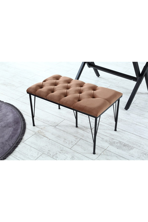 Palermo Kapitoneli Metal Ayaklı Puf Bench