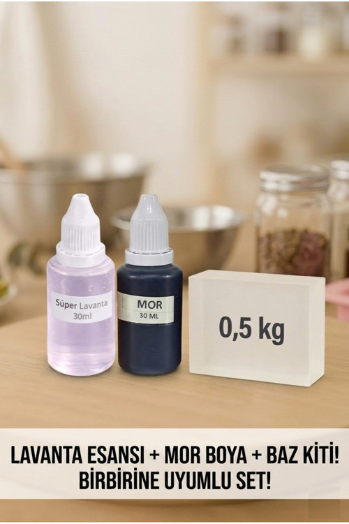 Lavanta Esanslı Mor Renkli Şeffaf Sabun Bazı 500 g El Yapımı Sabun Hammaddesi