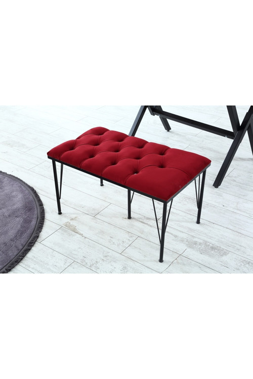 Palermo Kapitoneli Metal Ayaklı Puf Bench
