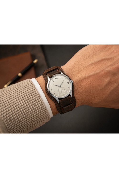 Kahverengi Bund Hakiki Deri Saat Kayışı / Kordonu | 24 mm | El Yapımı