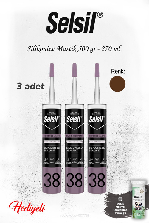 Kahverengi 3 adet Silikonize Mastik 500 gr. ve Rosie