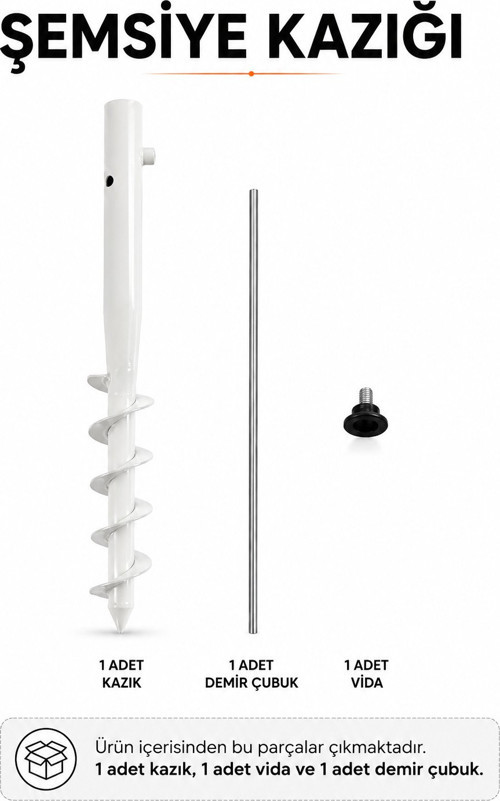 Beyaz Renk Plaj Şemsiye Kazığı 46 cm