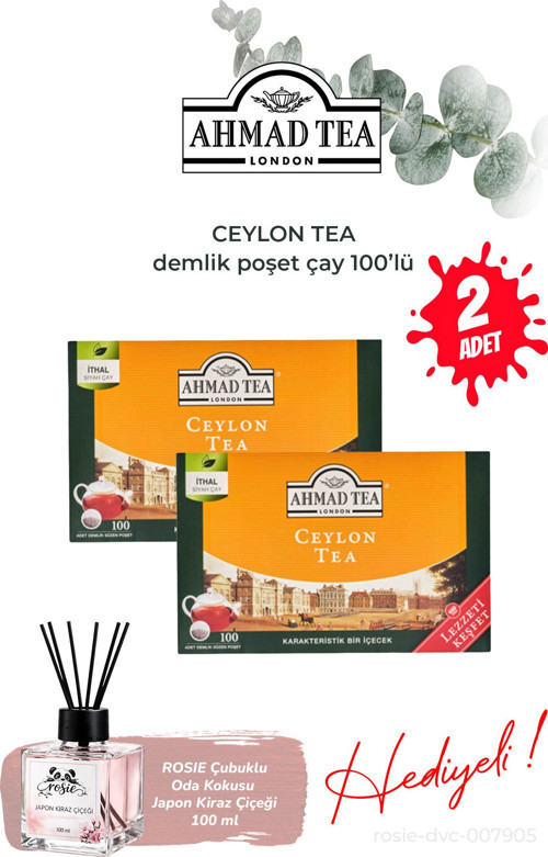 2 Adet, 100’lü Ceylon Tea Demlik Poşet ve Oda Kokusu