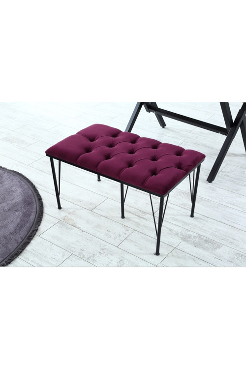 Palermo Kapitoneli Metal Ayaklı Puf Bench