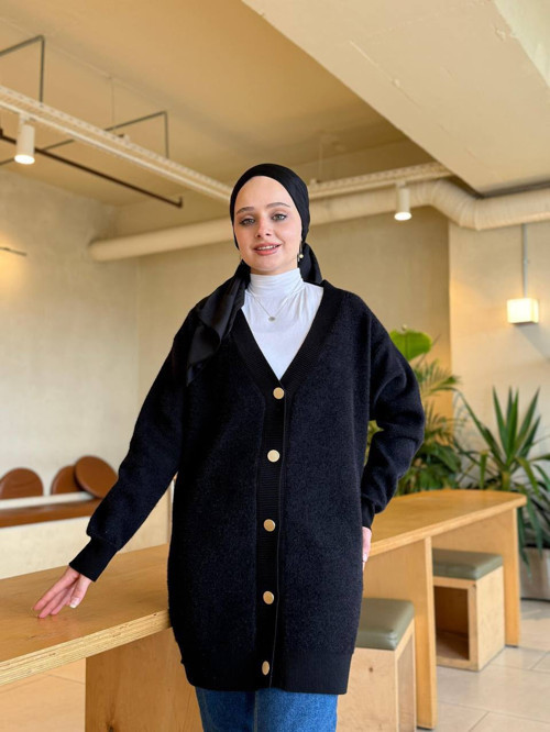 🧶 Sakallı Hırka | Uzun Triko Hırka--Standart Beden (38-46)