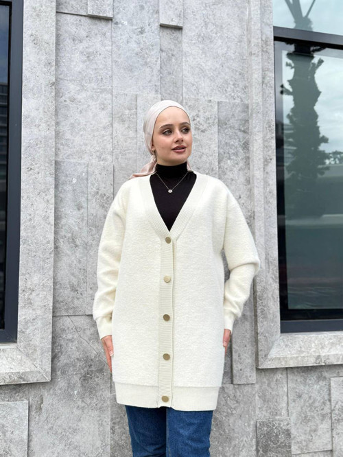 🧶 Sakallı Hırka | Uzun Triko Hırka--Standart Beden (38-46)