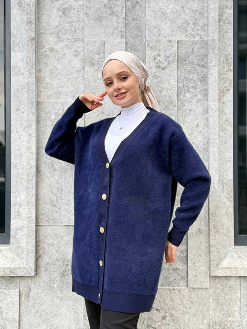 🧶 Sakallı Hırka | Uzun Triko Hırka--Standart Beden (38-46)