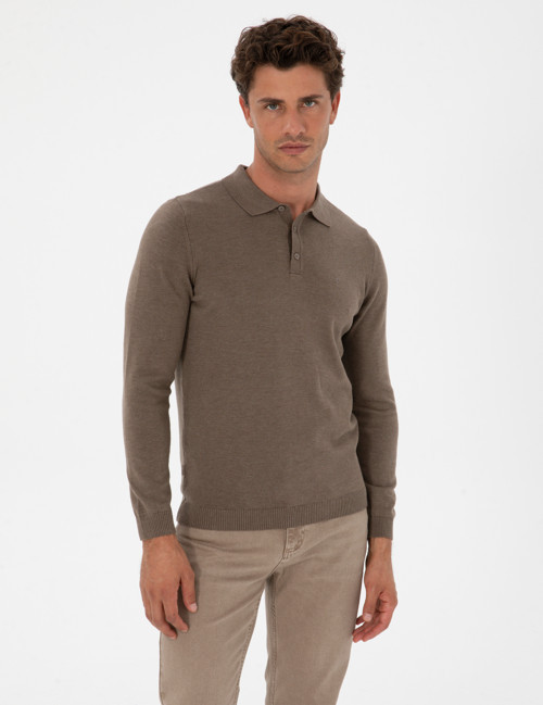 Vizon Melanj Slim Fit Polo Yaka Basic Triko Kazak 50315405-VR174