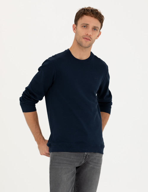 Koyu Lacivert Regular Fit Bisiklet Yaka Sweatshirt 50279557-VR100
