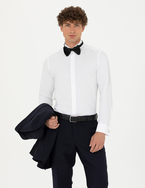 Beyaz Slim Fit Smokin Gömlek 50277752-VR013