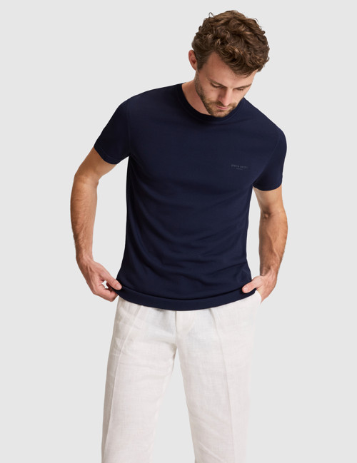 Lacivert Slim Fit Bisiklet Yaka Triko Tişört 50320807-VR033