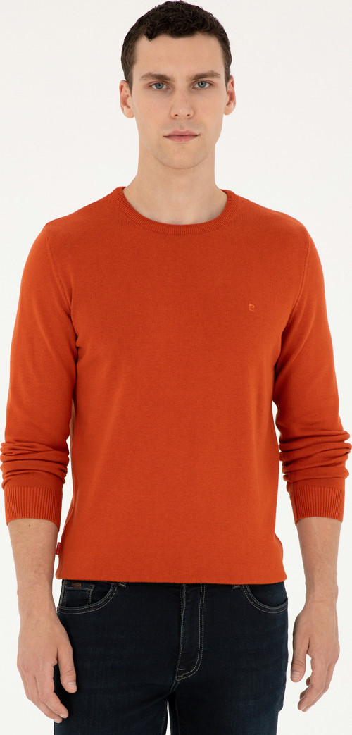 Turuncu Slim Fit Bisiklet Yaka Basic Triko Kazak 50296575-VR051