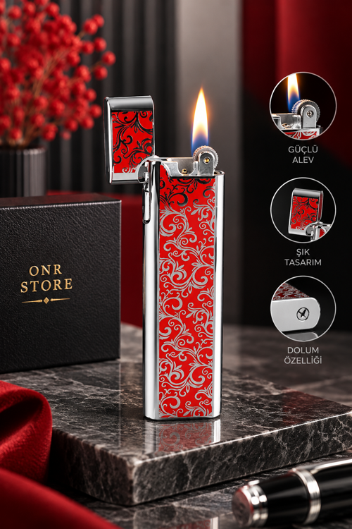 İnce Slim Gaz Dolumlu Metal Gold Kapaklı Premium Şık Tasarım