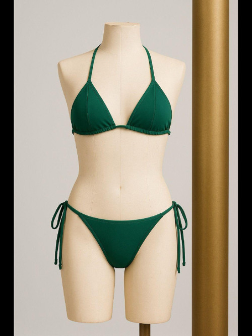 Fantezia Night Kadın Yeşil Yandan ve Boyundan Bağlamalı Bikini Mayo Takımı