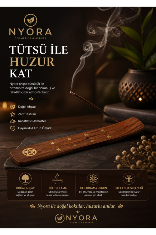 Ahşap Pirinç Kakma Tütsü Kayığı 2 Adet Çubuk Tütsü Hediye