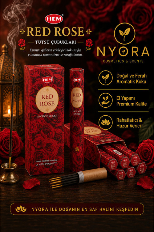 Tütsü Kırmızı Gül Red Rose 20 Adet Çubuk Tütsü