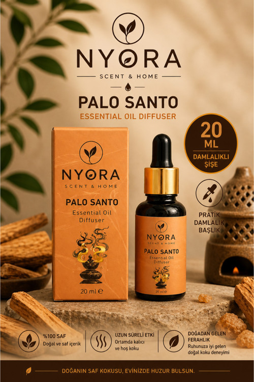 Palo Santo Esansiyel Yağ 20 Ml Damlalıklı Buhurdanlık Esansı, Difüzör Yağı, Oda Kokusu Ve Aromaterapi Yağı