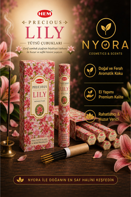 Tütsü Lily Zambak Çiçeği Kokulu 20 Adet Çubuk Tütsü
