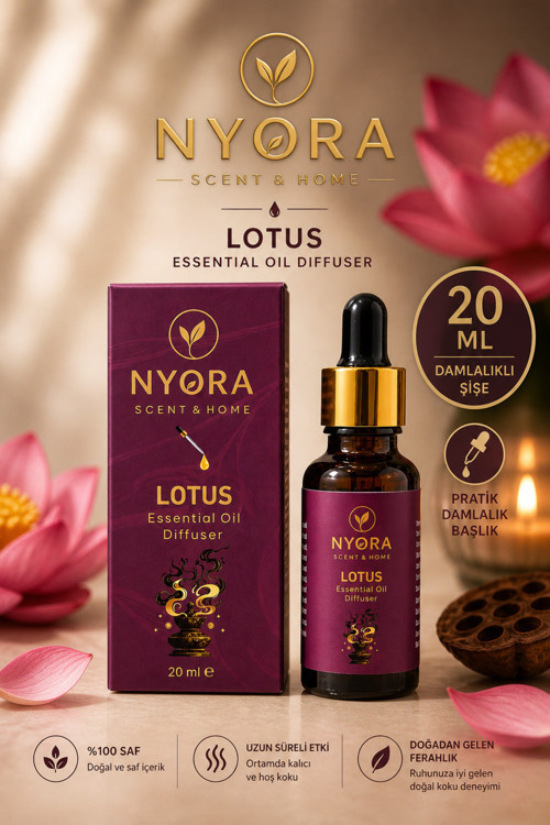 Lotus Çiçeği 20 Ml Damlalıklı Difizör Ve Buhurdanlık Esansiyel Yağ