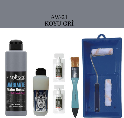 Boya Fayans Tezgah B-Ambiente Islak Zemin Aw-21 Koyugri 250Ml Katalizör 20Gr Taşvernikmat120 Satenruloset