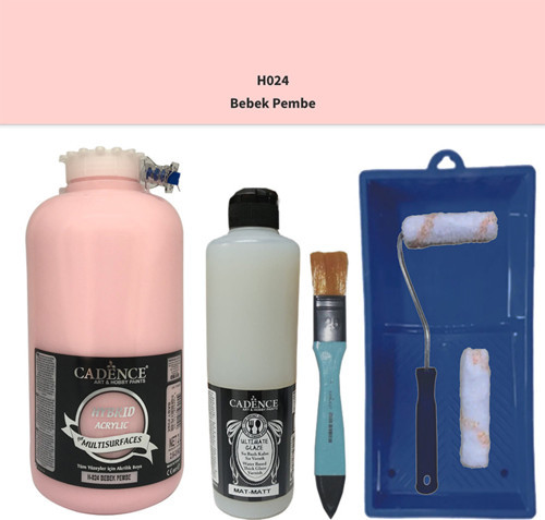 Mobilya Boyası Multisurface H-024 Bebek Pembe 2000Ml Ultimate Vernik Mat 500Ml Satenruloset