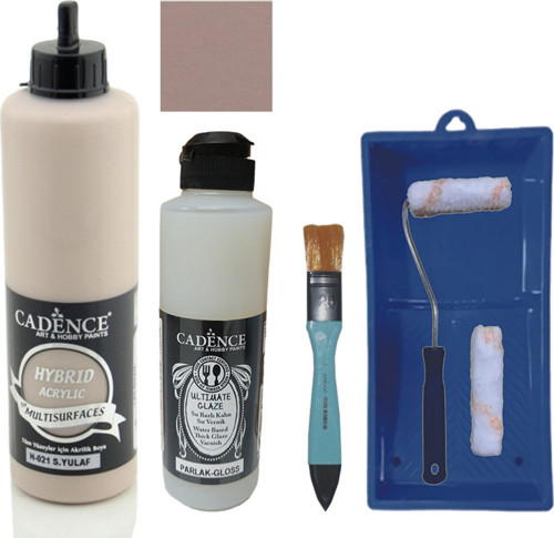 Mobilya Boyası Multisurface H-021 S. Yulaf 500Ml Ultimate Vernik Parlak 250Ml Saten Rulo Set