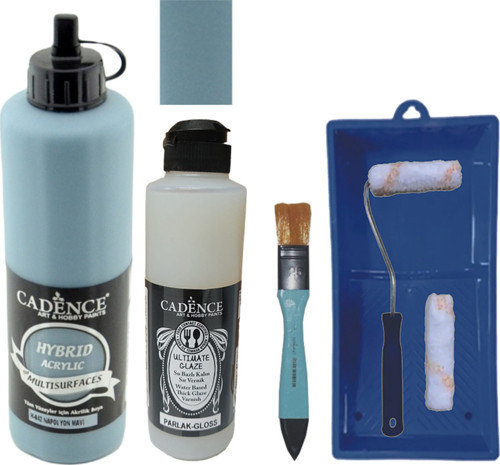 Mobilya Boyası Multisurface H-042 N.Mavi 500Ml Ultimate Vernik Parlak 250Ml Saten Rulo Set