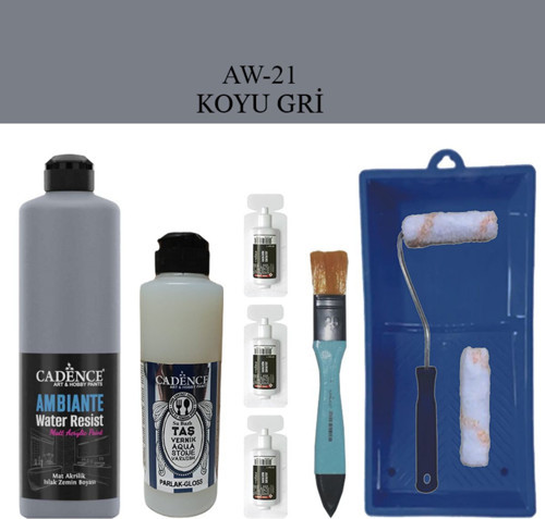 Fayans Tezgah B.-Ambiente Islak Zemin Aw-21 Koyugri 500Ml Katalizör 30Gr Taş Vernik 250 Satenruloset