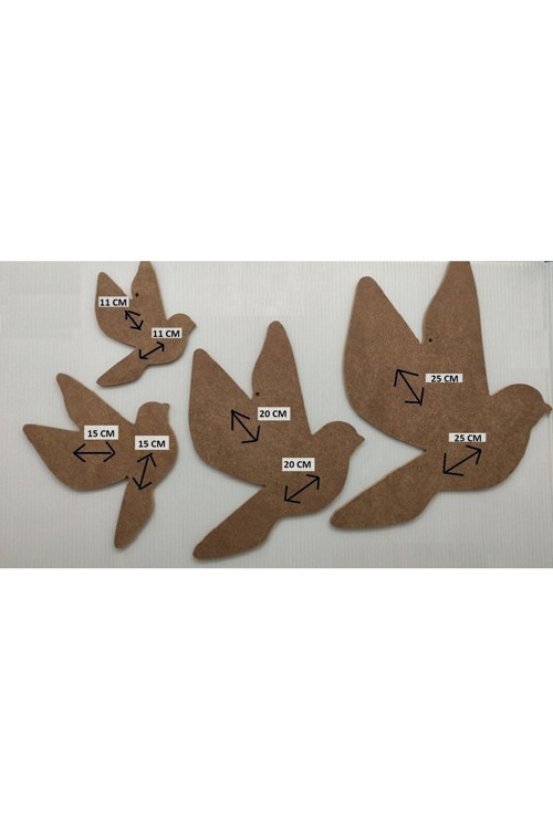 Güvercin 4 Lü Set (Mdf Obje)