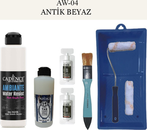 Boya Fayans Tezgah B-Ambiente Islak Zemin Aw-04 Antik Beyaz 250Ml Katalizör 20Gr Taşvernik 120 Satruloset