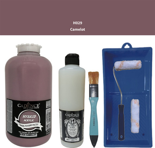 Mobilya Boyası Multisurface H-029 Camelot 2000Ml Ultimate Vernik Mat 500Ml Saten Rulo Set