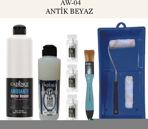 Boya Fayans Tezgah B-Ambiente Islak Zemin Aw-04 Antikbeyaz 500Ml Katalizör 30Gr Mat Taş Vern