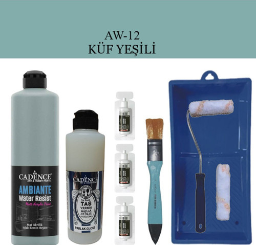Fayans Tezgah B-Ambiente Islak Zemin Aw-12 Küfyeşil 500Ml Katalizör 30Gr Taş Vernik 250 Satenruloset